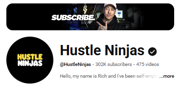 Hustle Ninjas YouTube — 300K+ subscribers